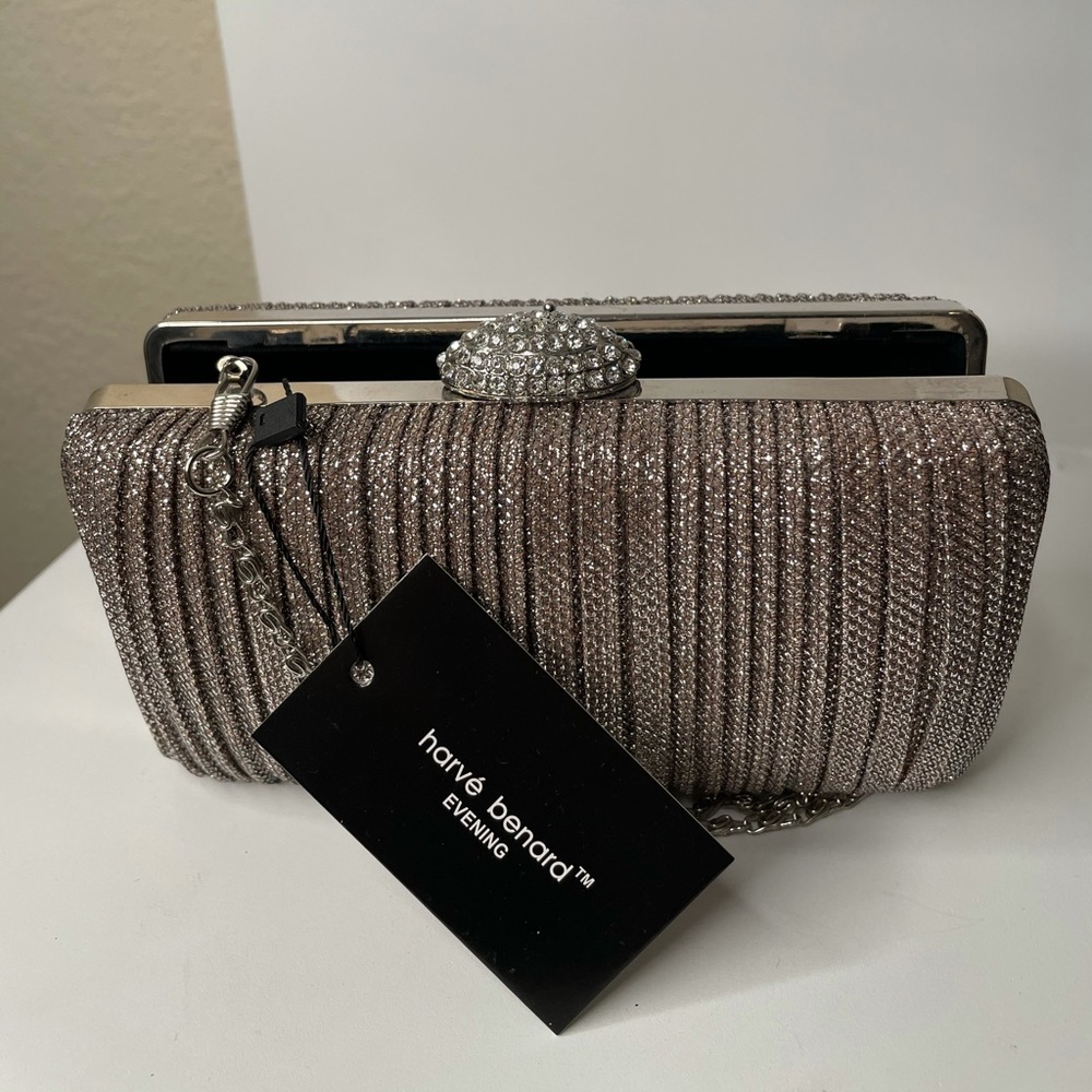 Harve Benard Silver/Glitter Hard Shell Clutch